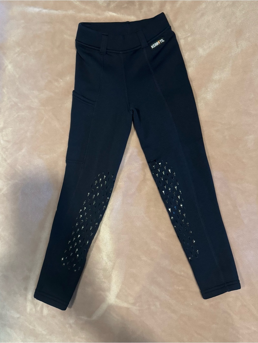Kerrits Navy Fleece Lined Tights with Silicone Knee Patch